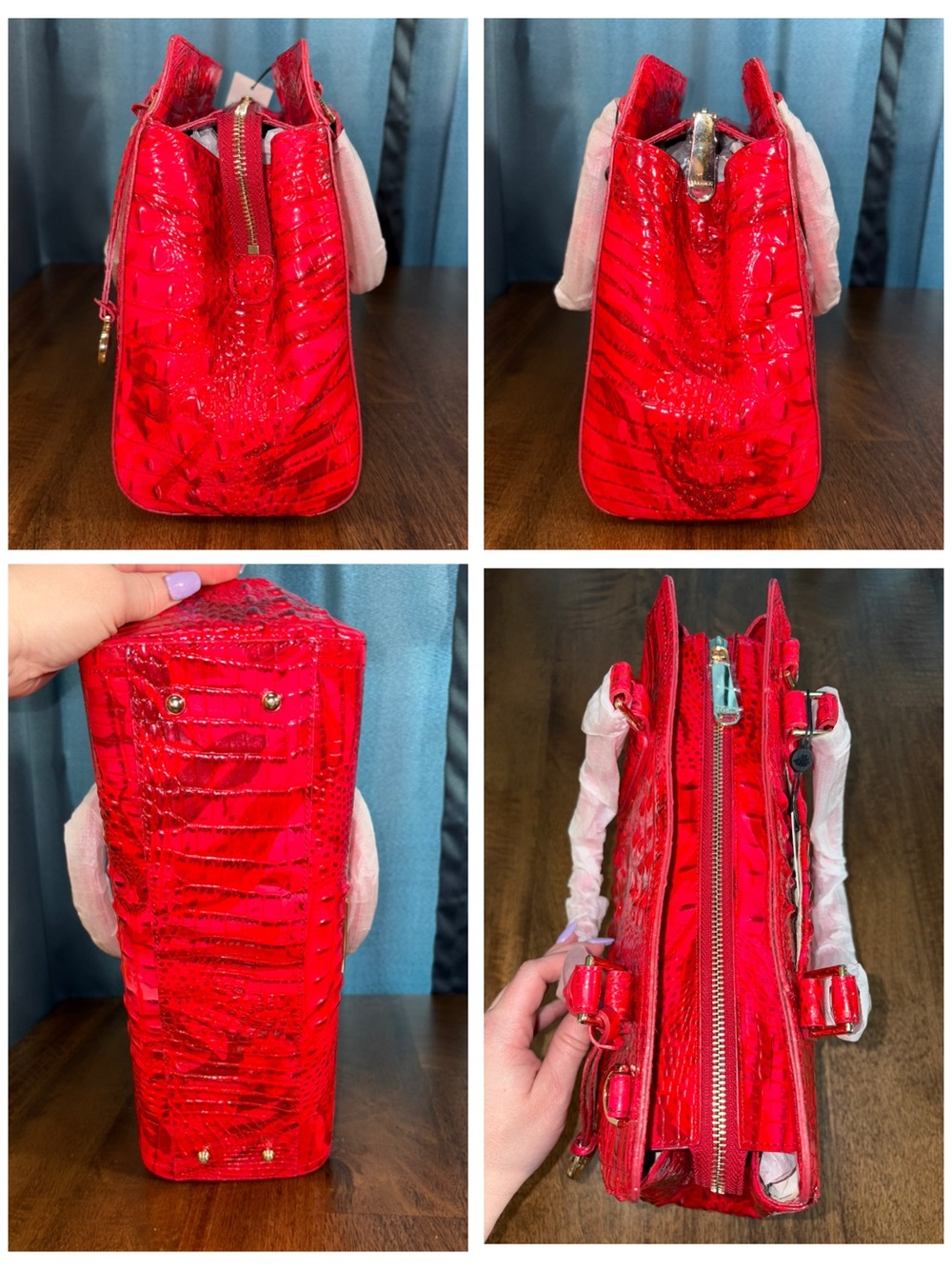 Brahmin NWT Sm Finley - Red Flare - Metallic - Front EYE -Feminine -Bold - Picture 6 of 16